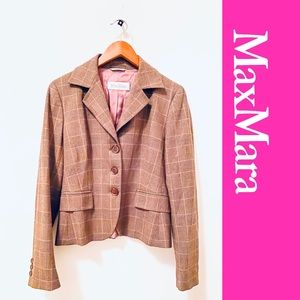 MAXMARA Wool Blend Plaid Blazer